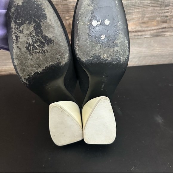 Women’s Mercedes Castillo Abia Mid Mules US 9 EU 39 Black Suede White Heel Shoes - Picture 6 of 7